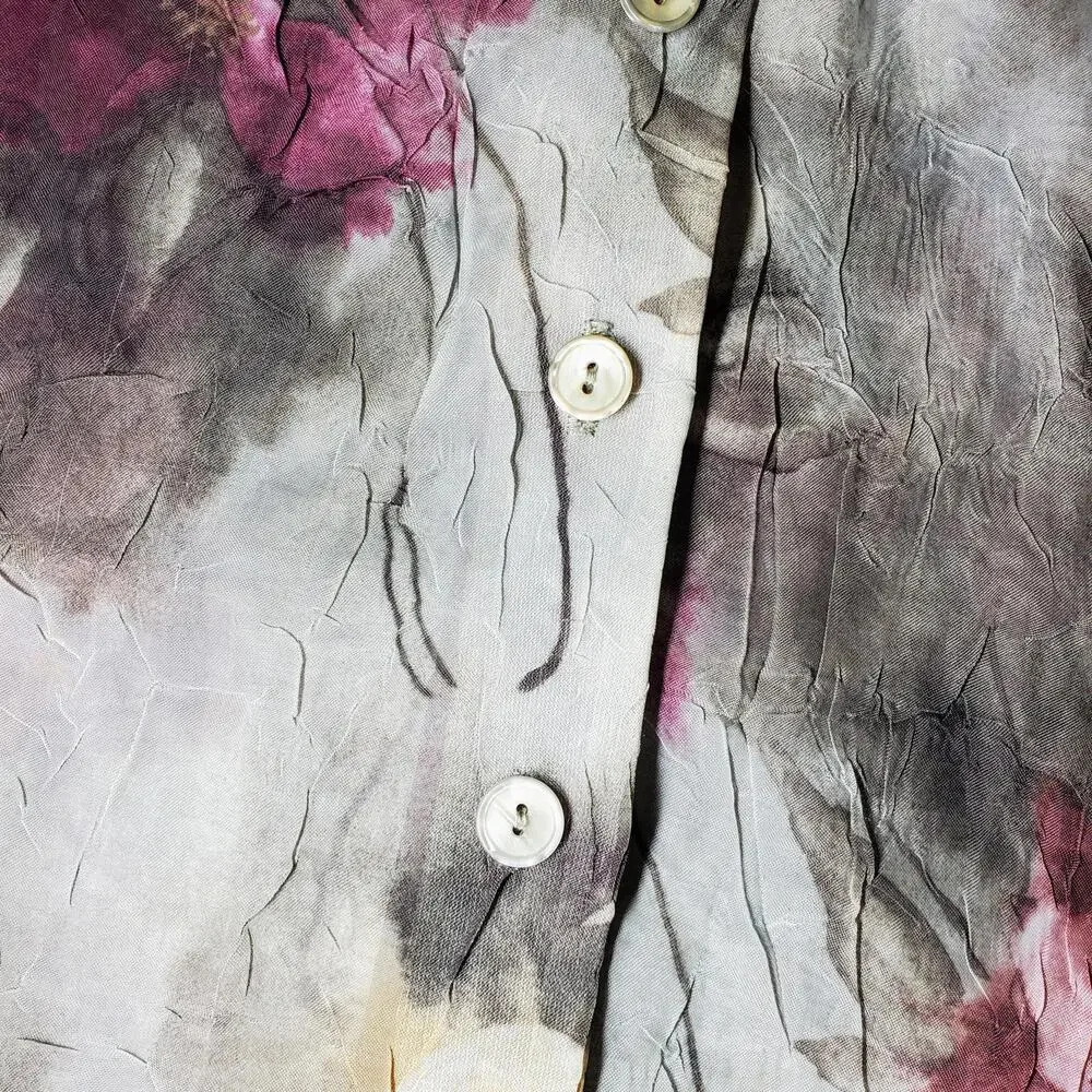 67 Karol Place Vintage Floral Sheer Short Sleeve Button Down Blouse Size Medium - Picture 5 of 12